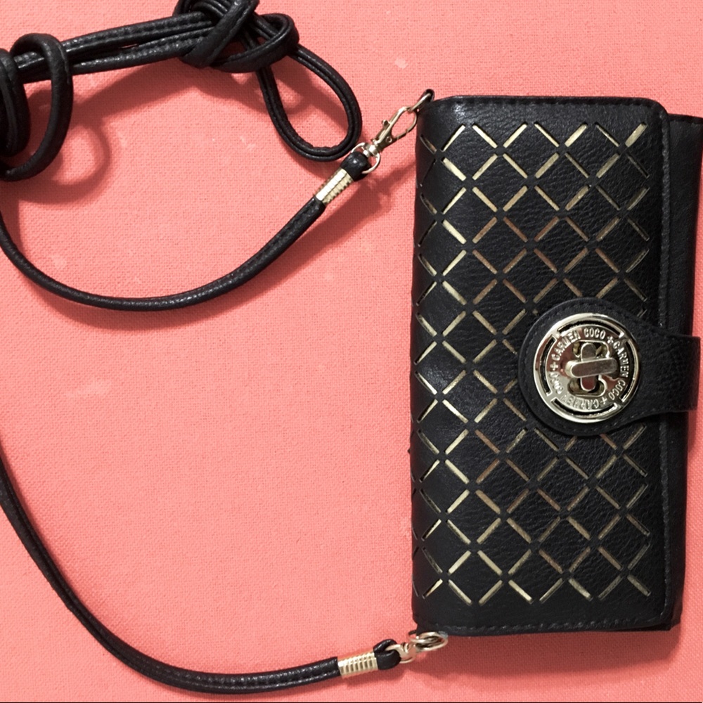Black and Gold Coco + Carmen Crossbody Wallet